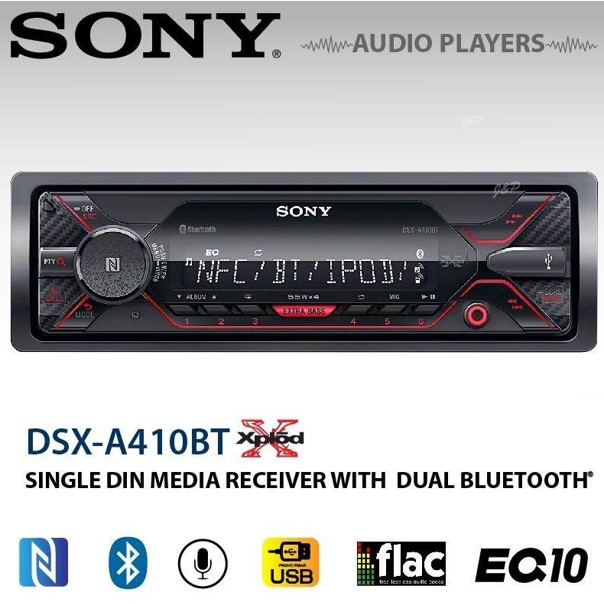 SONY DSX-A410BT เครื่องเสียงรถ วิทยุติดรถยนต์ 1DIN มีบลูทูธ รองรับ USB/์AUX/FM/NFC/SIRI ประกันศูนย์ 1 ปี