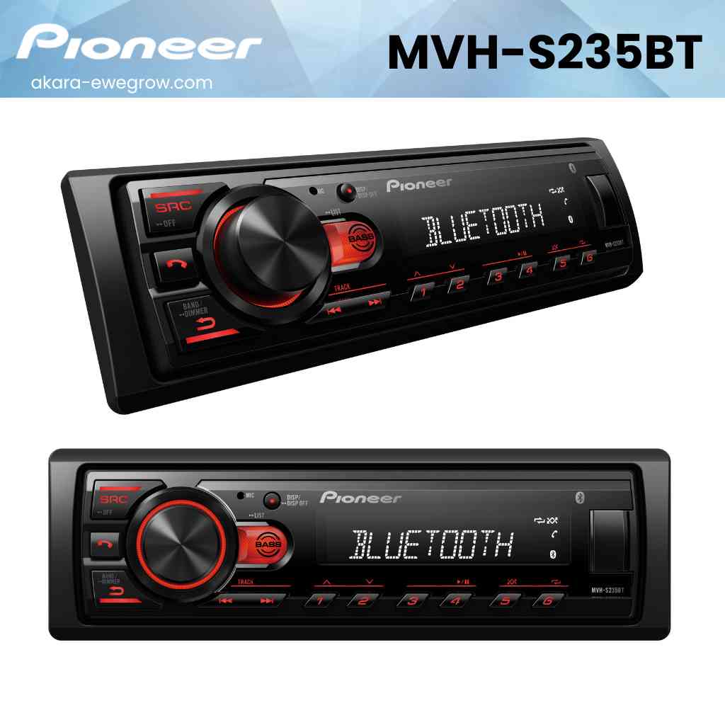 PIONEER วิทยุติดรถยนต์ MVH-S235BT วิทยุ1DIN มีบลูทูธ USB MP3 Bass Boost ในตัว เครื่องเสียงติดรถยนต์